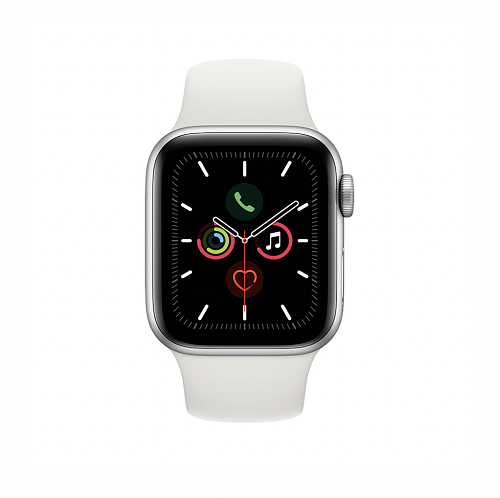 Apple Watch Series 5, 40 мм, алюминий серебристого цвета, спортивный ремешок белого цвета